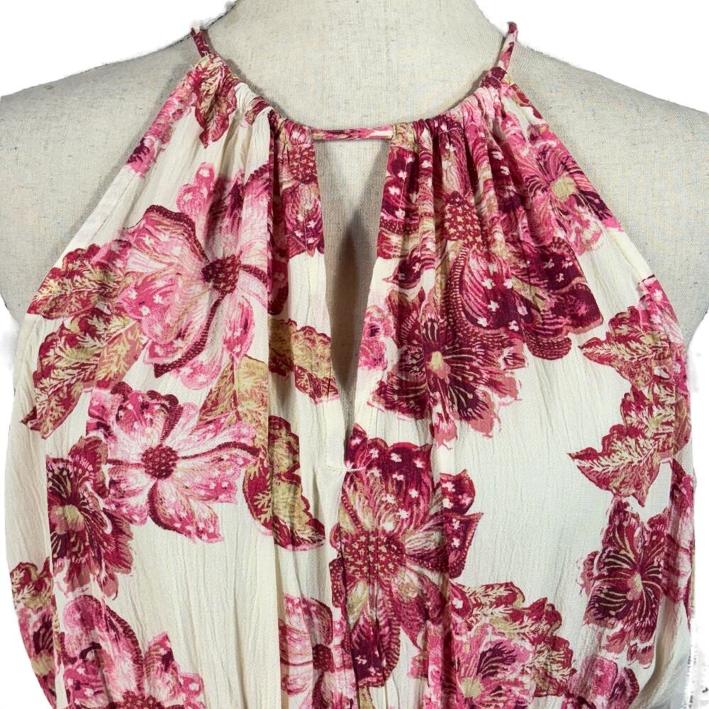 Old Navy Small Top Floral Adjustable Halter Neck Keyhole V-Neck Sleeveless Multi - Picture 2 of 9